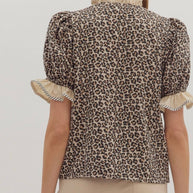 Leopard Print Puff Sleeve Top by Entro