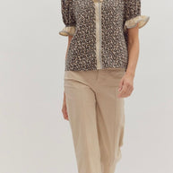 Leopard Print Puff Sleeve Top by Entro