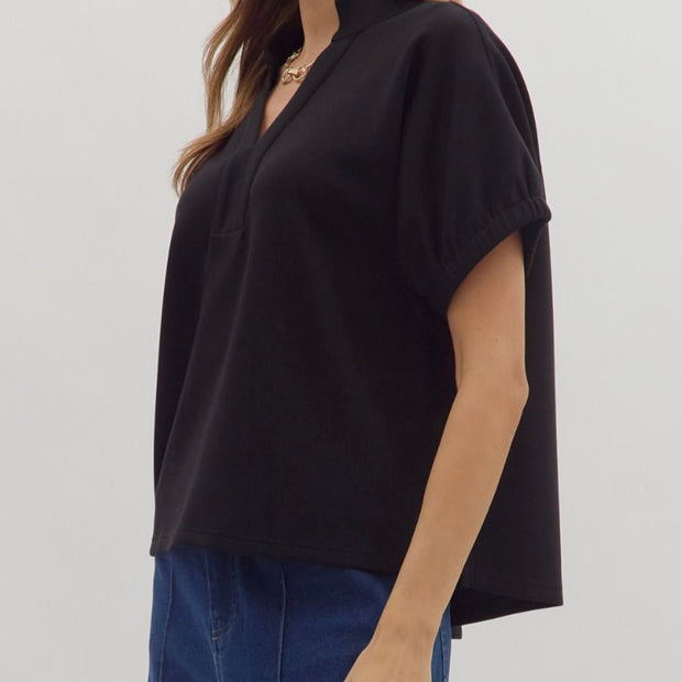 Effortless Edge V-Neck Top by Entro