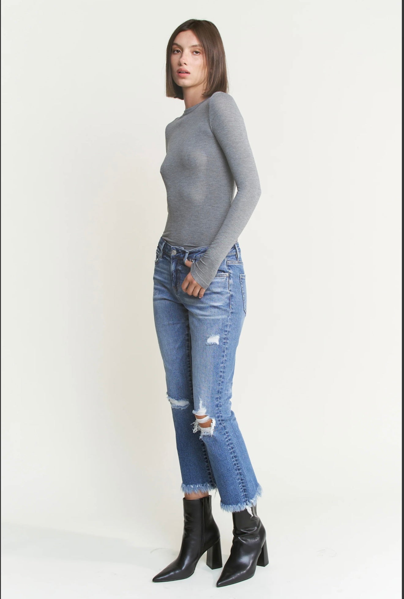 The Distressed Kick Flare Mica Denim