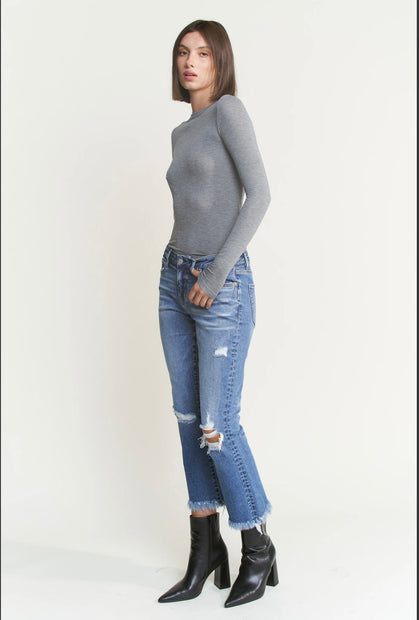 The Distressed Kick Flare Mica Denim