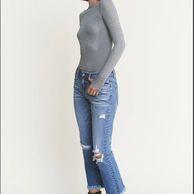 The Distressed Kick Flare Mica Denim