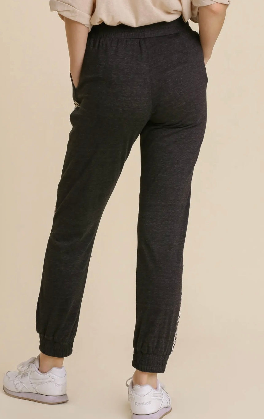 Black Leopard Joggers by Umgee