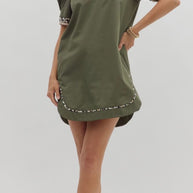 Olive Leopard Trim Dress by Entro