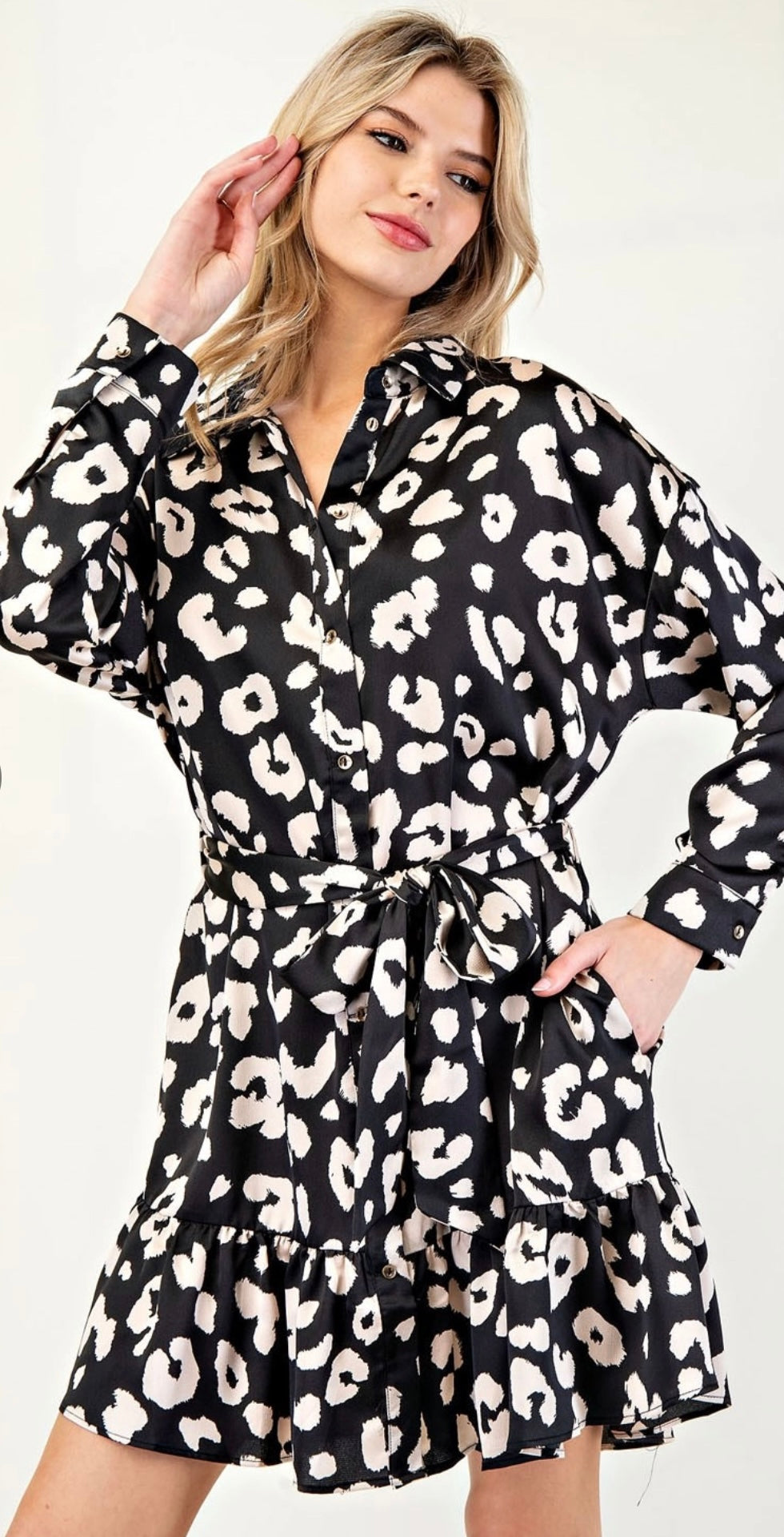 Leopard Luxe Button Down Dress