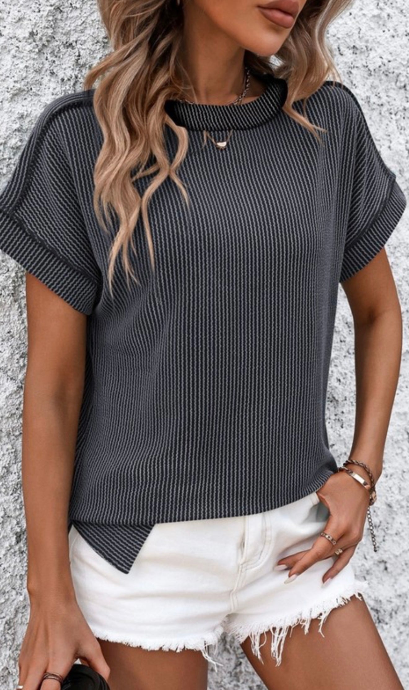 Crew Neck Ribbed Top