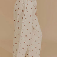 Oatmeal Brown Polka Dot Barrel Jean