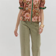 Floral Print Shoulder Puff Sleeve Top by Entro