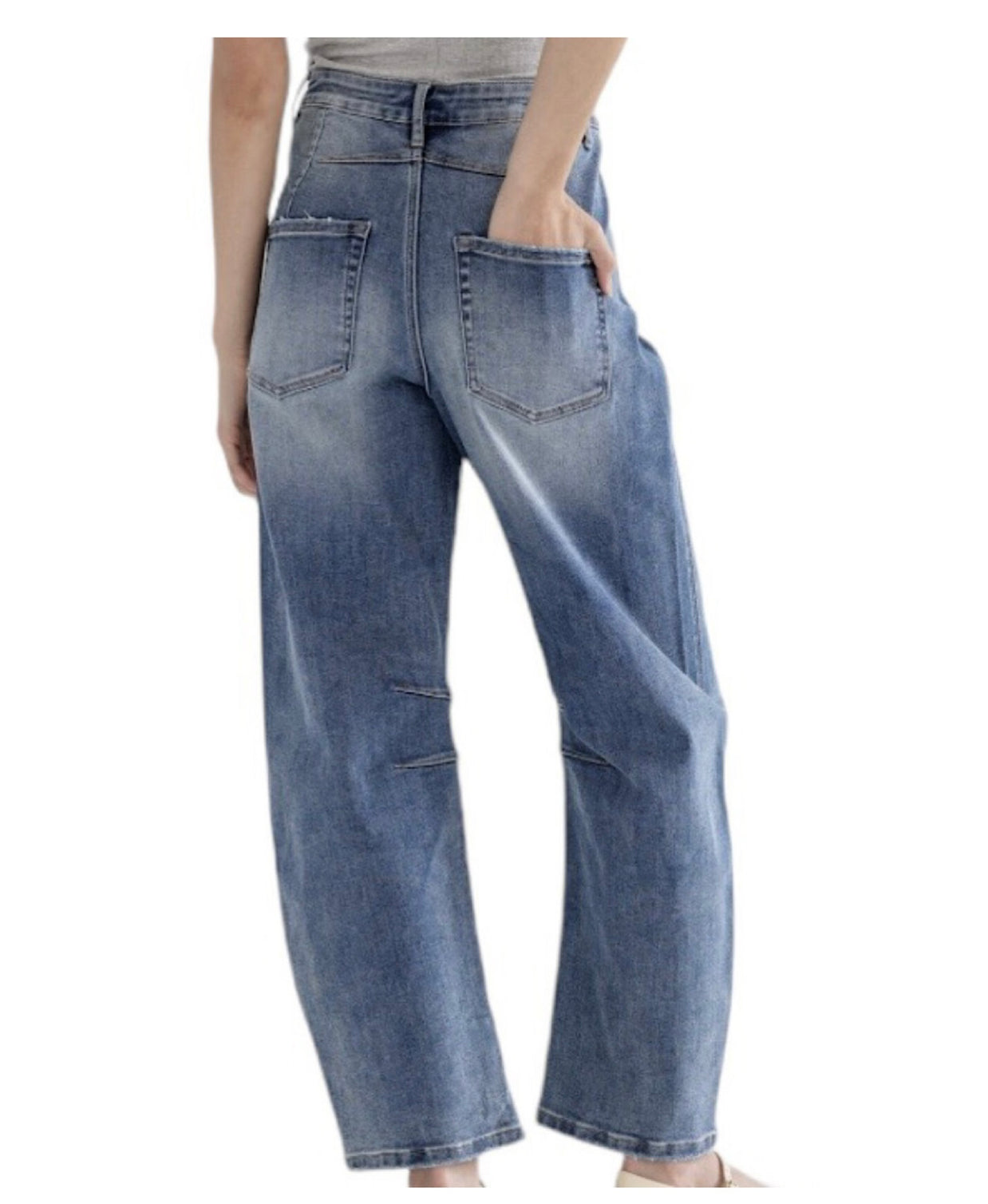 The Relaxed Barrel Leg Straight Jeans By Mica Denim