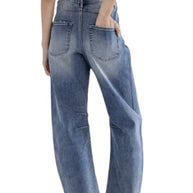 The Relaxed Barrel Leg Straight Jeans By Mica Denim