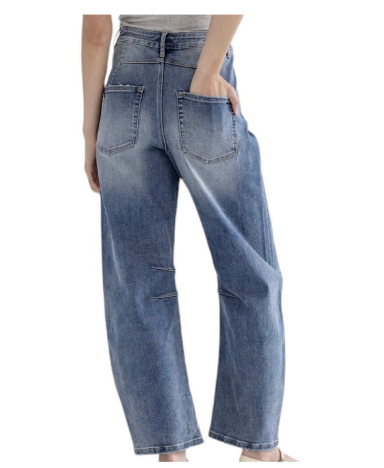 The Relaxed Barrel Leg Straight Jeans By Mica Denim