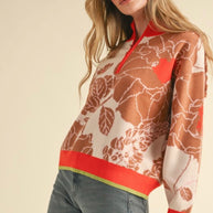 &Merci Contrast-Trim Floral Sweater