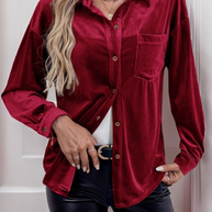 Beautiful Red Velour Blouse