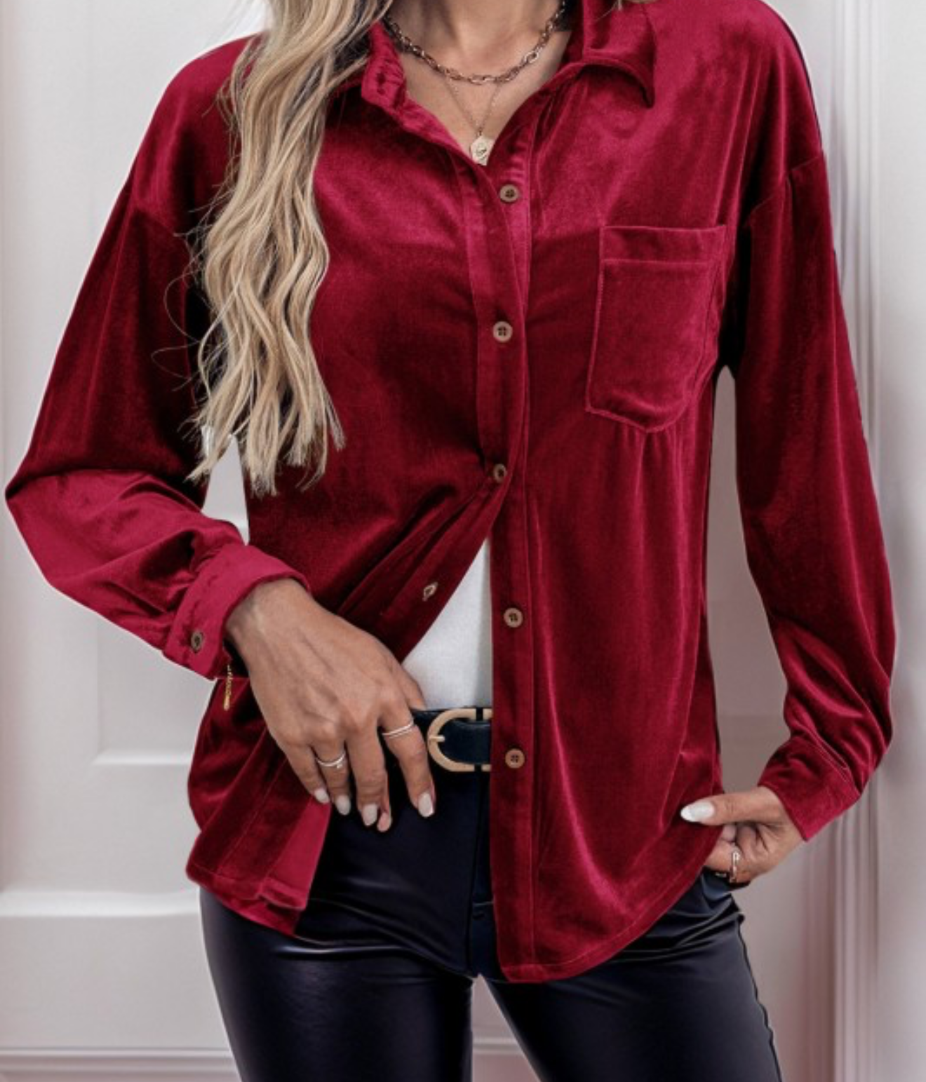 Beautiful Red Velour Blouse