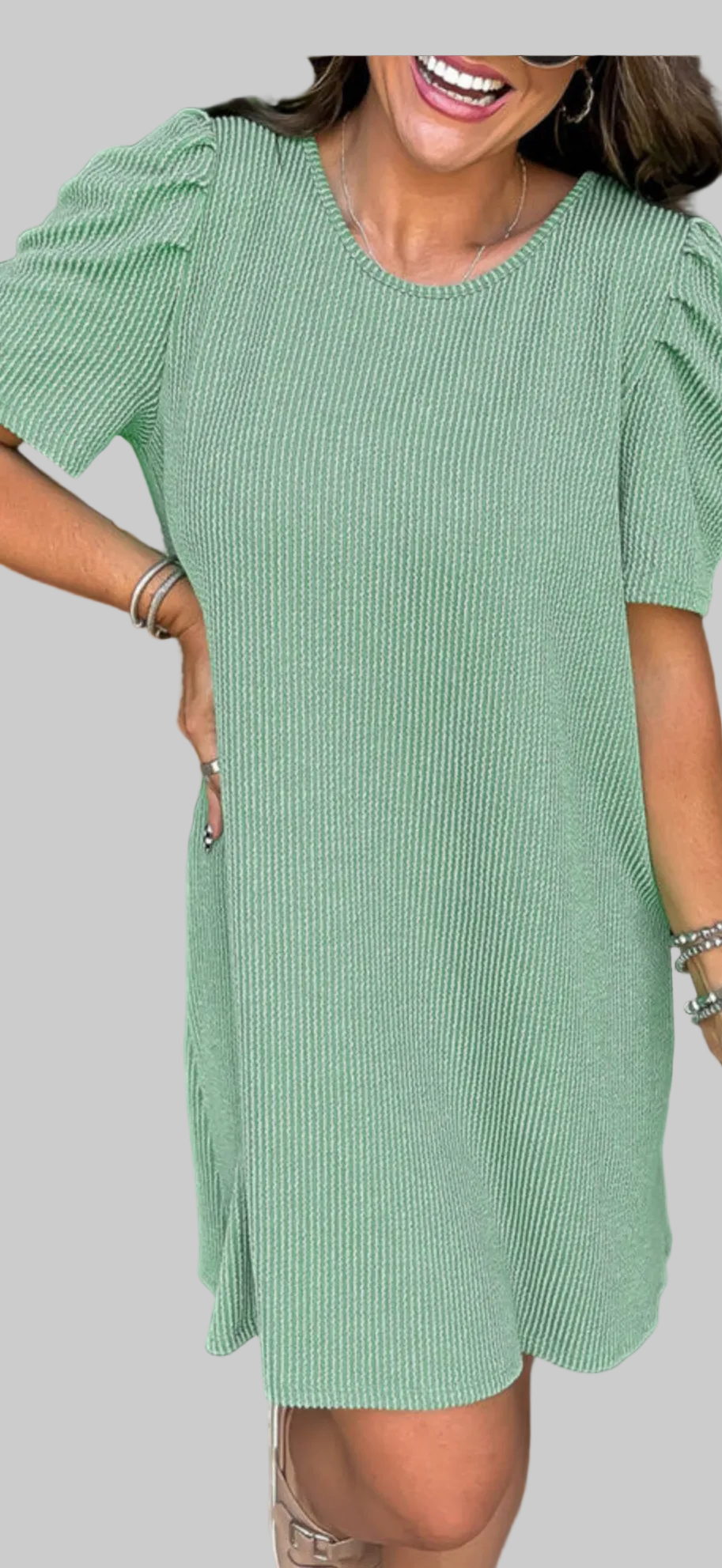 Mint Ribbed Shift Dress