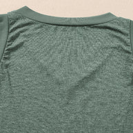 Mist Green Contrast Trim V-Neck Loose Fit Tank Top