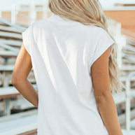 Yellow Solid Color High Neck Cap Sleeve Loose Top