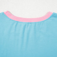 Bonbon Colorblock Edge Drop Shoulder T Shirt and Skort 2Pcs Set