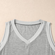 Mist Green Contrast Trim V-Neck Loose Fit Tank Top