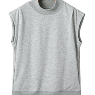 Yellow Solid Color High Neck Cap Sleeve Loose Top