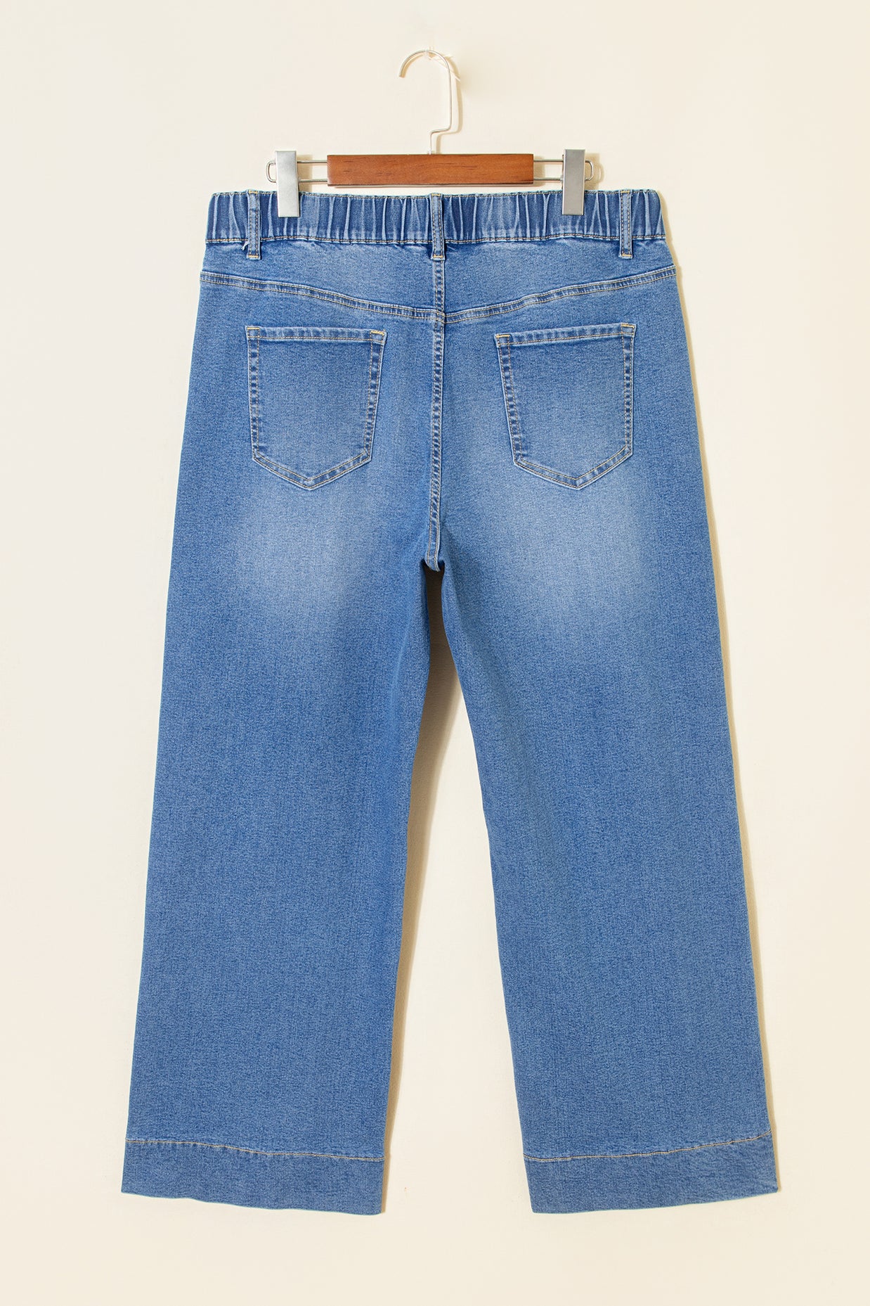 Light Blue Acid Wash Contrast Lace-up Plus Size Jeans