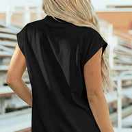 Yellow Solid Color High Neck Cap Sleeve Loose Top