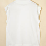 Yellow Solid Color High Neck Cap Sleeve Loose Top