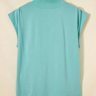 Yellow Solid Color High Neck Cap Sleeve Loose Top
