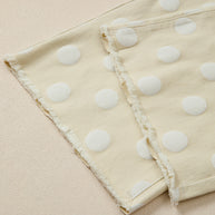 Sky Blue Polka Dot Print Raw Hem Shift Jeans