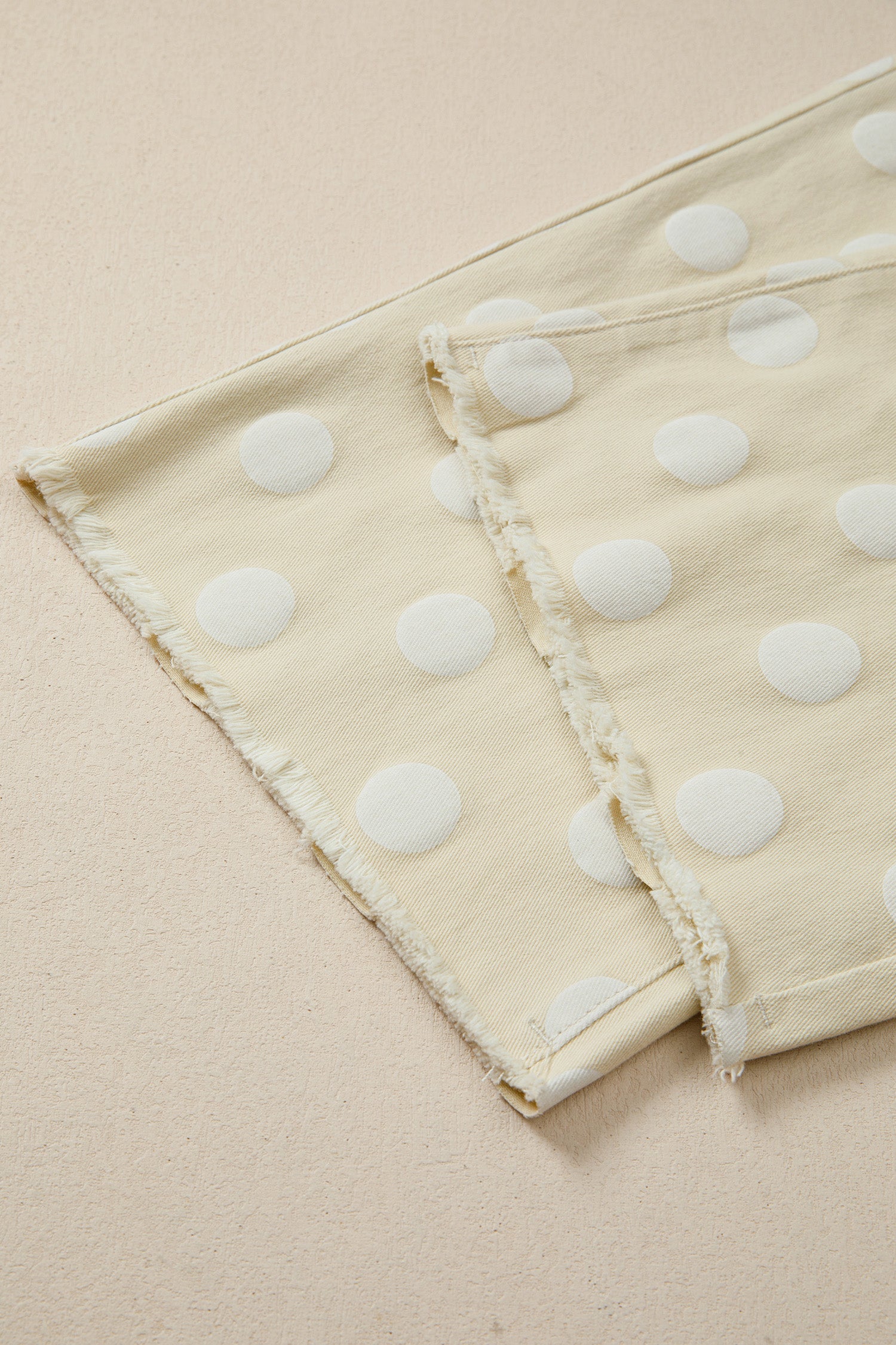 Sky Blue Polka Dot Print Raw Hem Shift Jeans