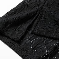 Black Pointelle Rhombus Knit Plus Size V Neck Loose Top