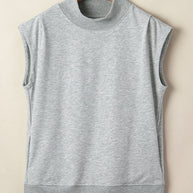 Yellow Solid Color High Neck Cap Sleeve Loose Top
