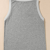 Mist Green Contrast Trim V-Neck Loose Fit Tank Top