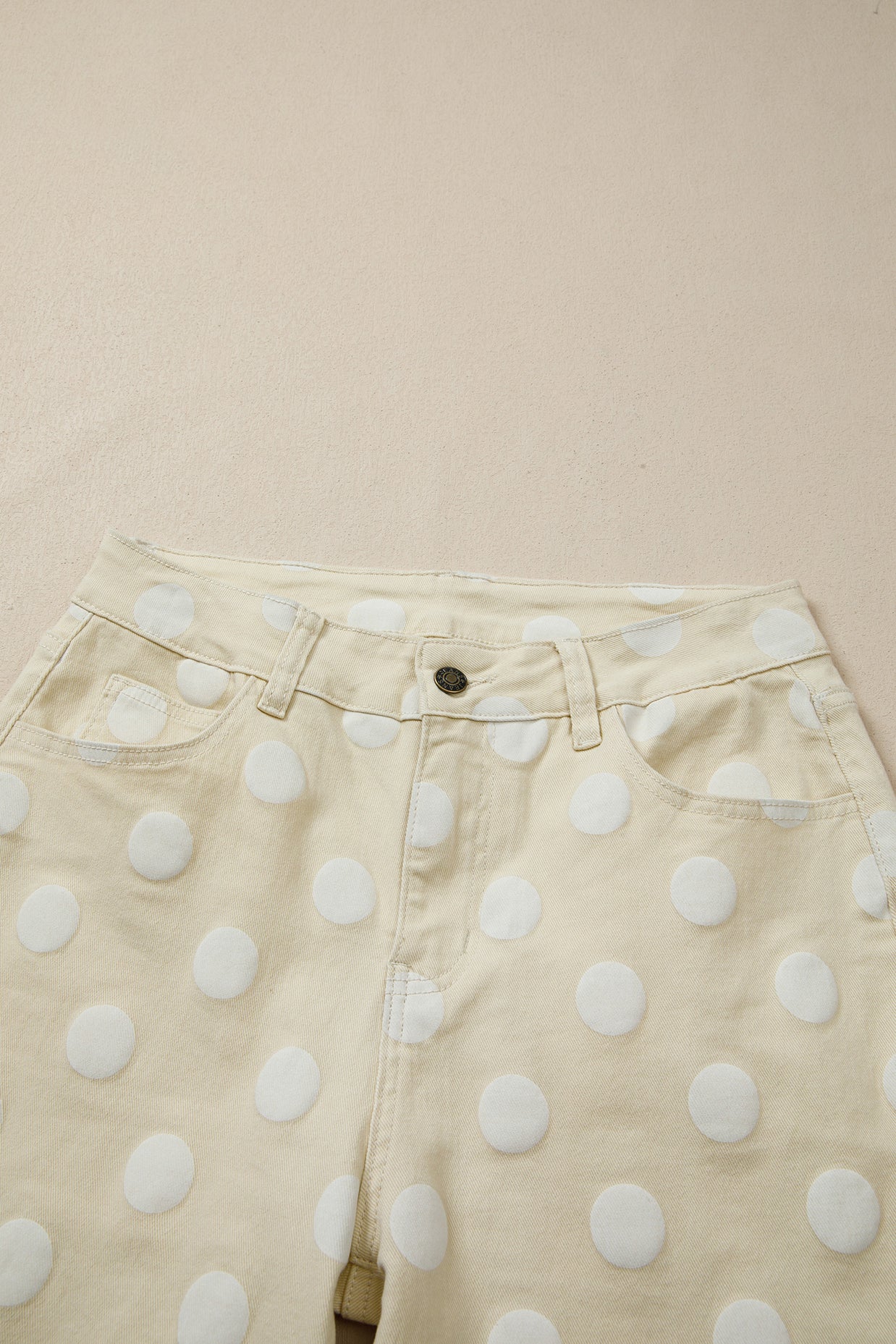 Sky Blue Polka Dot Print Raw Hem Shift Jeans