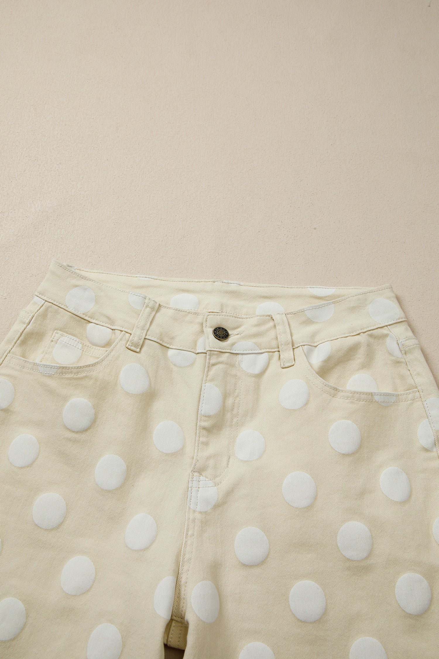 Sky Blue Polka Dot Print Raw Hem Shift Jeans