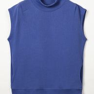 Yellow Solid Color High Neck Cap Sleeve Loose Top