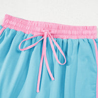 Bonbon Colorblock Edge Drop Shoulder T Shirt and Skort 2Pcs Set