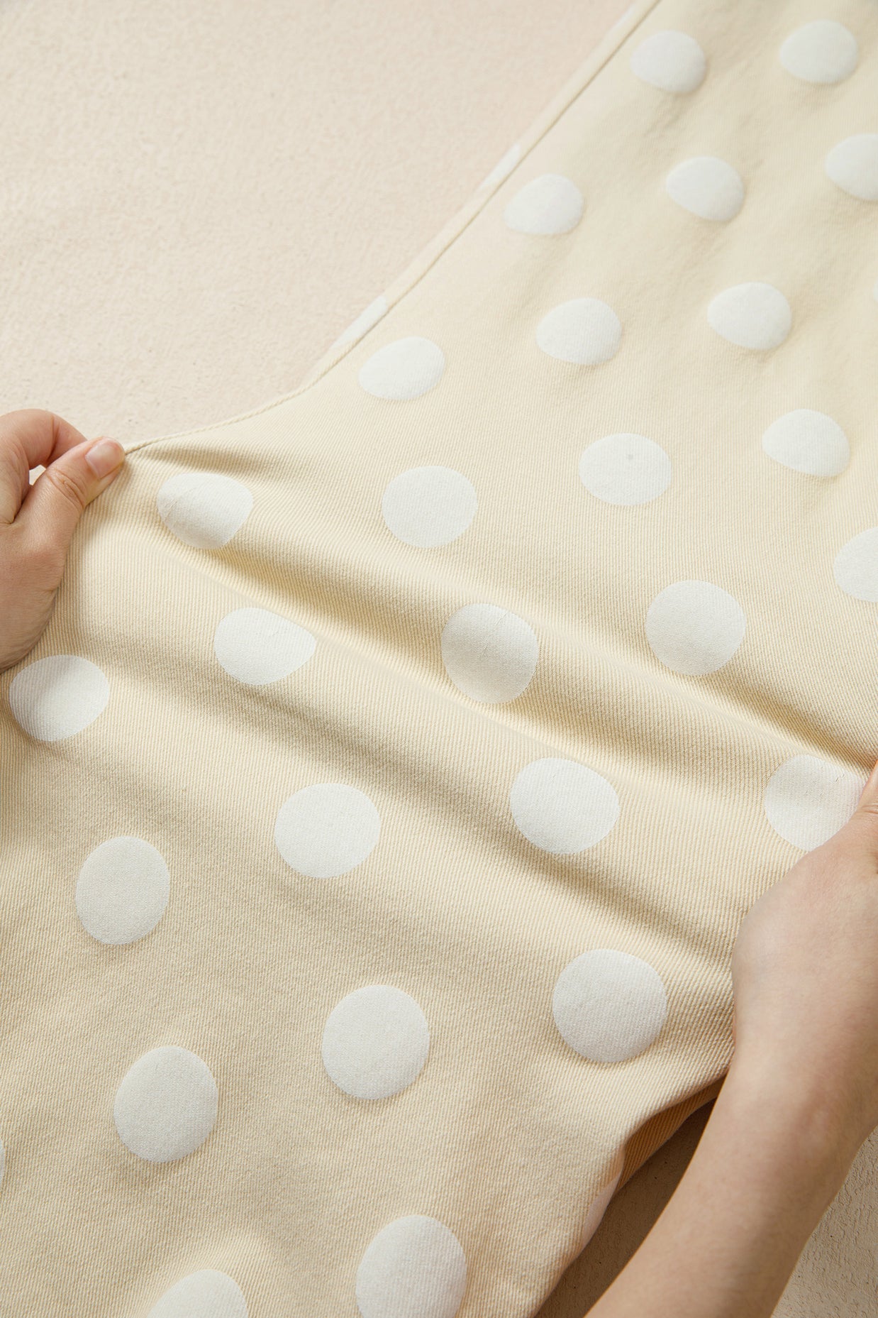 Sky Blue Polka Dot Print Raw Hem Shift Jeans