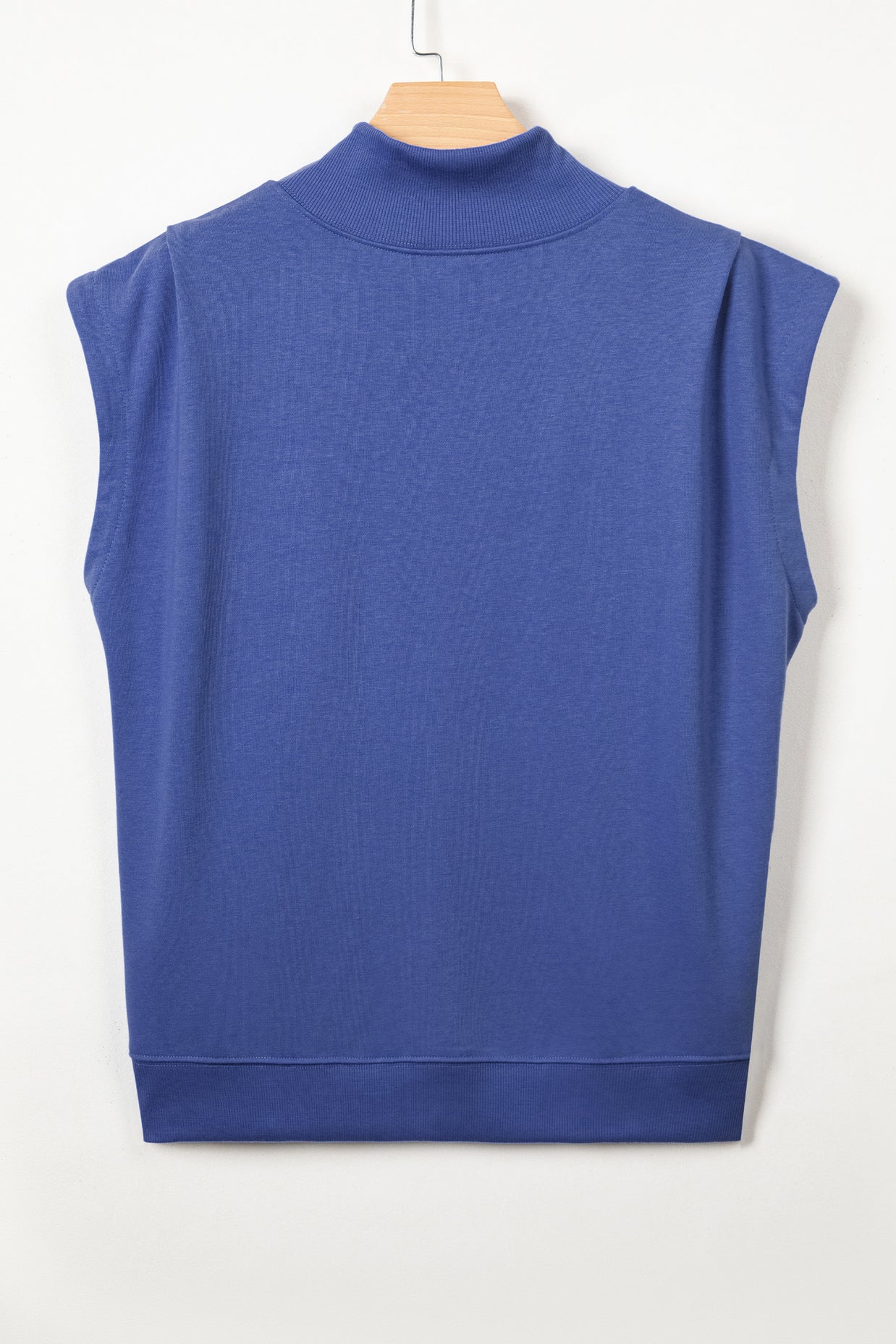 Yellow Solid Color High Neck Cap Sleeve Loose Top