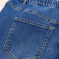 Light Blue Acid Wash Contrast Lace-up Plus Size Jeans