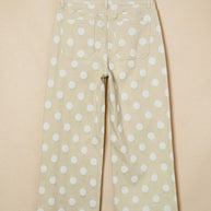 Sky Blue Polka Dot Print Raw Hem Shift Jeans
